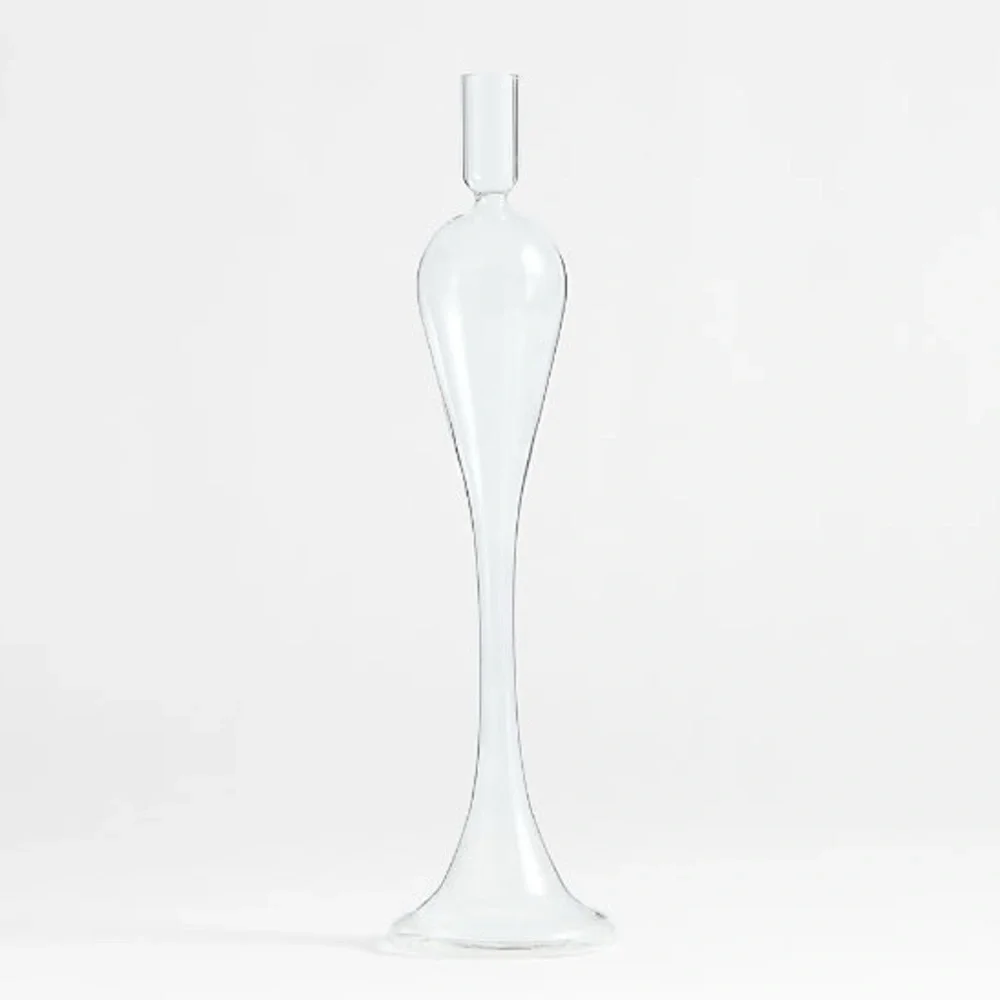 New! Crate&Barrel Clear Glass Sculptural Vase Candle Holder 20”