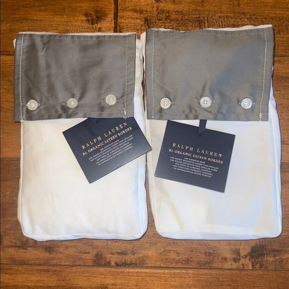 2 Ralph Lauren Home Organic Sateen Border Euro Sham 26