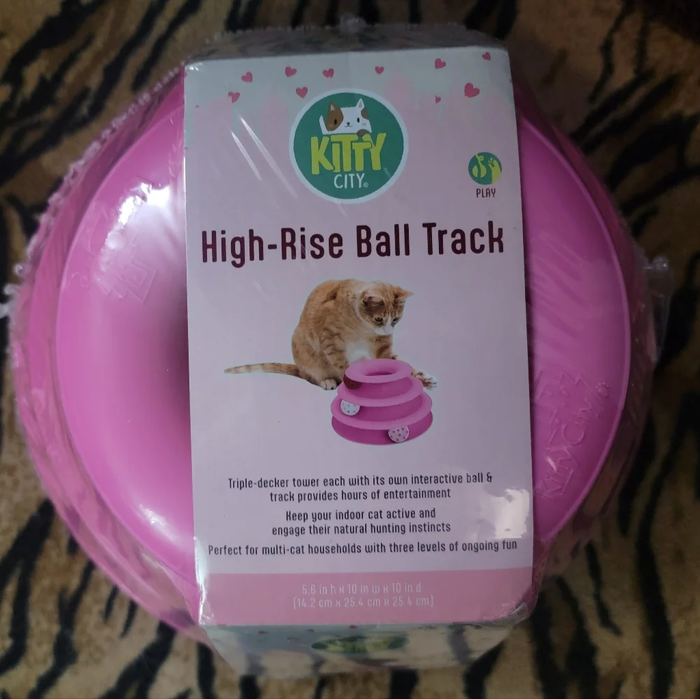 Cat Ball Track Toy Kittens Pink Ea.