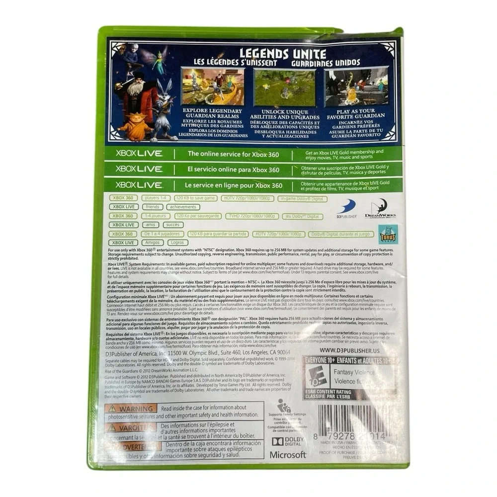 DreamWorks Rise Of The Guardians Xbox 360 Video Game