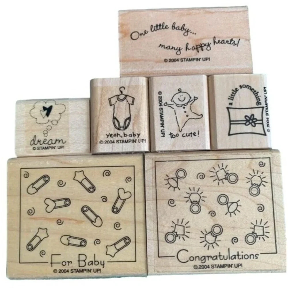 Stampin Up Baby Rubber Stamp Set 2004 Crafts Scrapbooking Cardmaking Cute Design