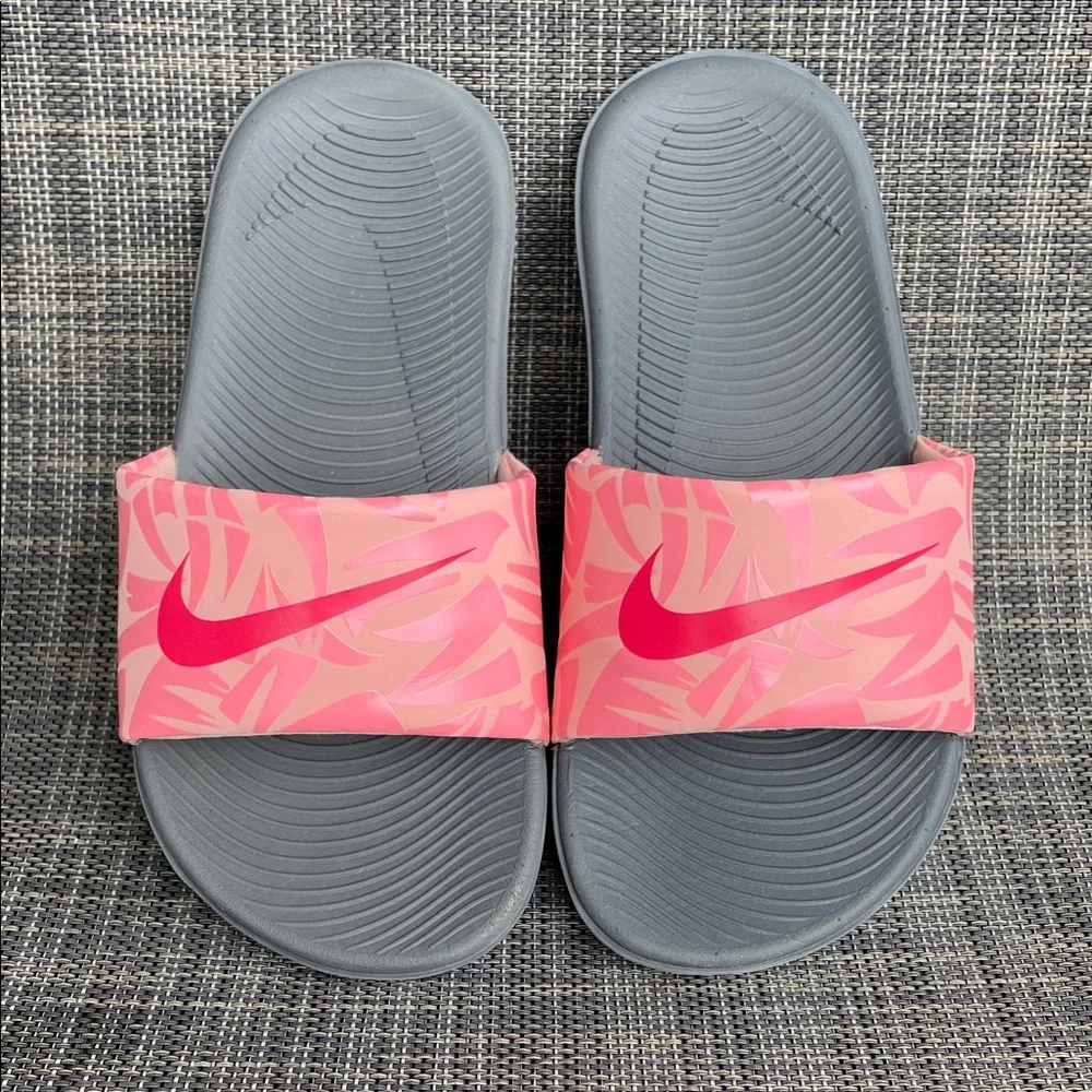Nike Kawa Slide Print 'Dark Grey/Tropical Pink' Sandals Girls Size 13
