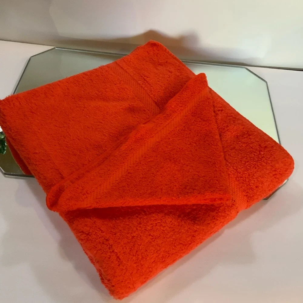 Vintage Fieldcrest Bath Towel and Washcloth Vibrant Orange Towel Set USA
