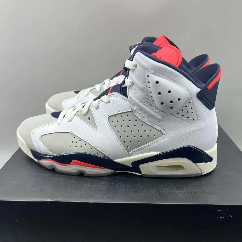 Air Jordan 6 Retro Tinker Shoes Men Size 9.5 White Grey Infrared Mid Sneakers