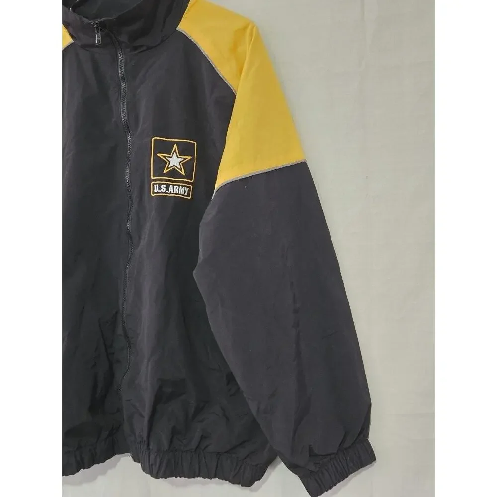 US Army Recruiter Jacket Small Long Black Yellow Lightweight Windbreaker #P80p