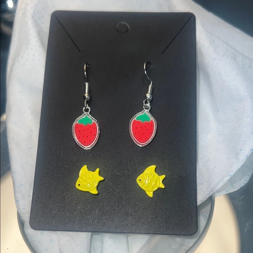 Strawberry and Fish Earrings Sets