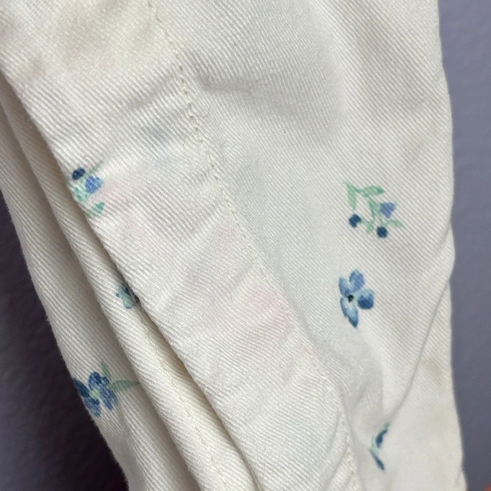 OshKosh B'gosh Ivory Overalls with Blue Floral Design