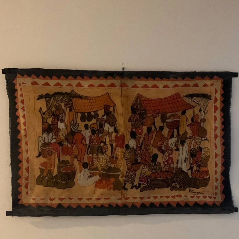 Authentic Vintage mudcloth painting called Bogolanfini