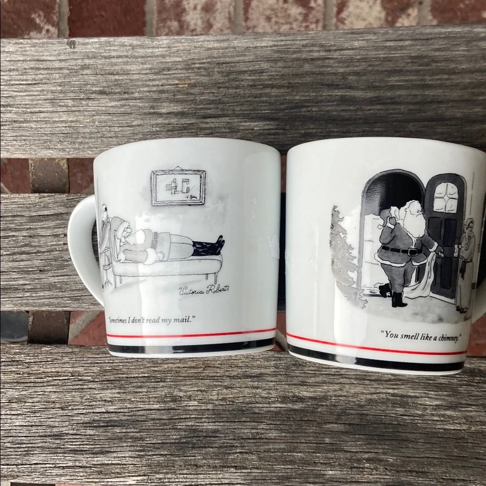 2001 Restoration Hardware New Yorker Santa Cups (2)