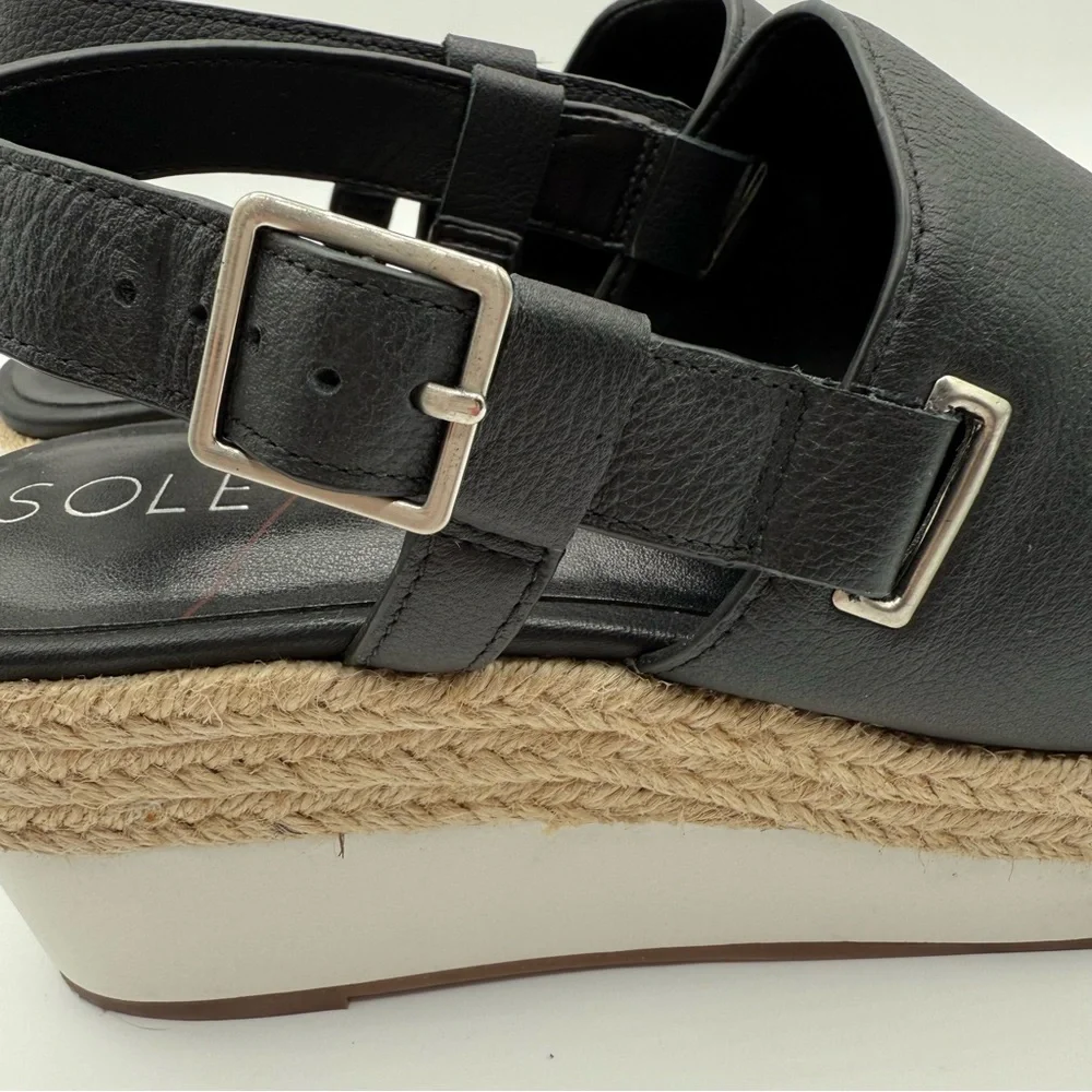 Sole Society Ayelani Boho Black Espadrille Wedge Open Toe Sandals SZ 9M