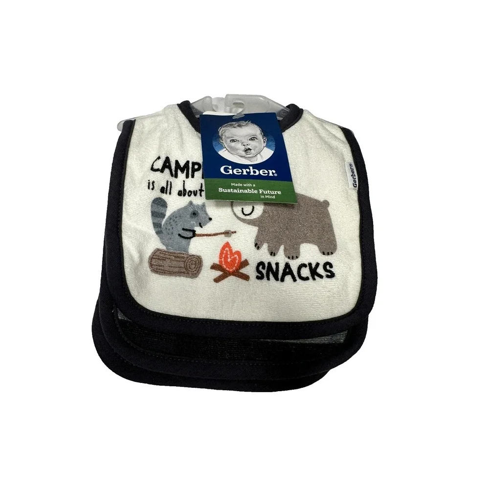 gerber 3 pack camping bibs 0-6 months