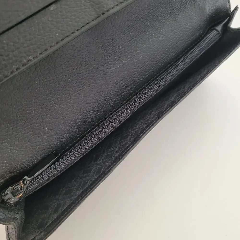 Dunhill Designer Bill Card Holder Wallet Black Bifold Textured Leather Folding