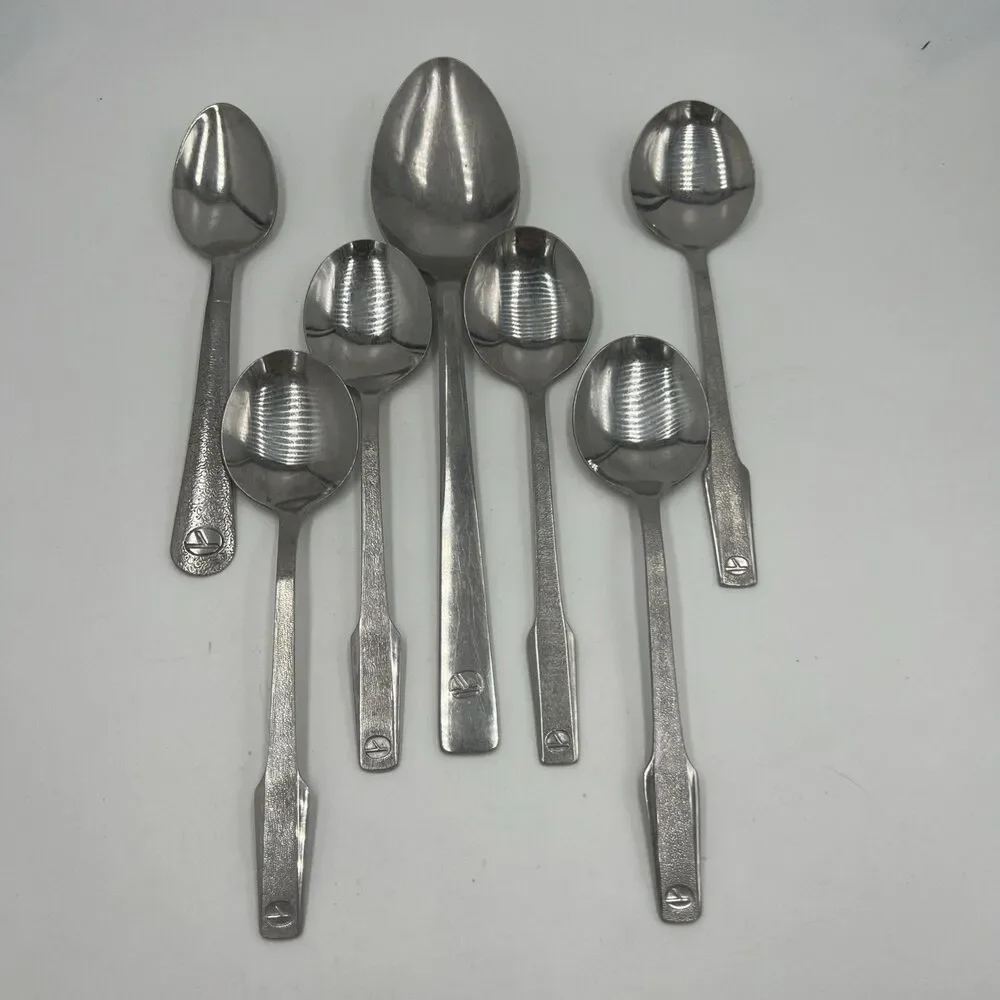Vintage Eastern Airlines Stainless Steel Flatware 7 Spoons Soup Tea Table JAPAN
