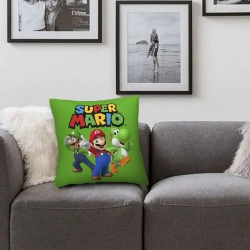 Bowser Bowser Jr Super Mario Decorative Pillow 18x18 Removable Cover