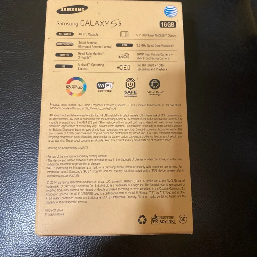 Original empty box from Samsung Galaxy S5