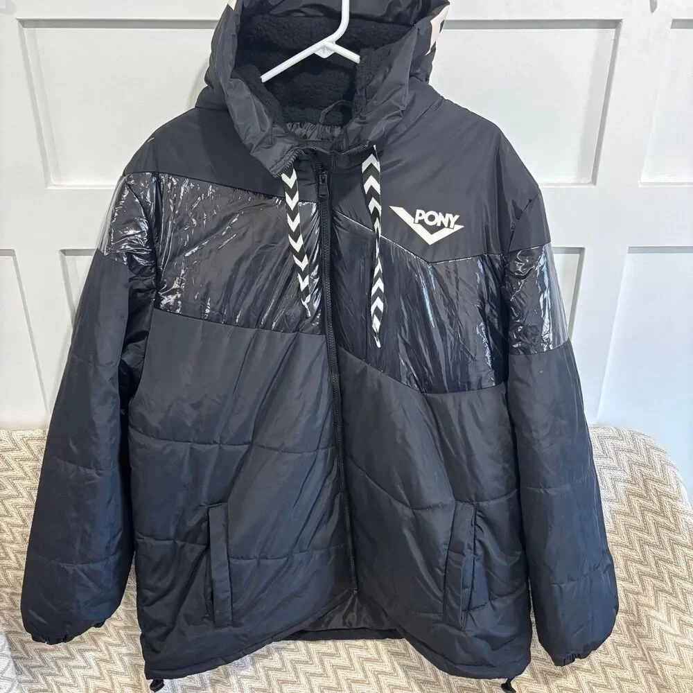 PONY Product of New York Men's City Wings Puffer Bubble Coat Black XL