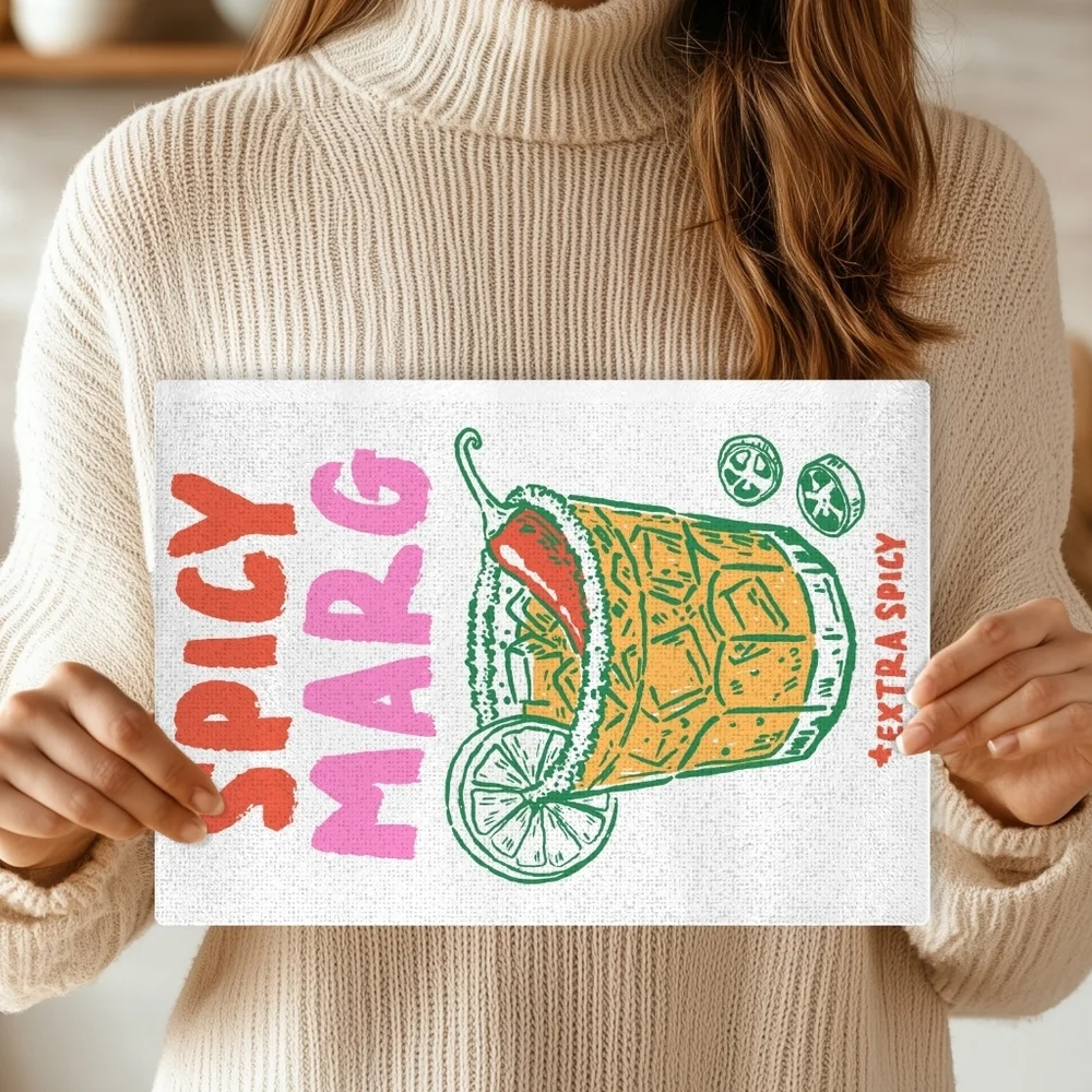Colorful Spicy Margarita Glass Cutting Board