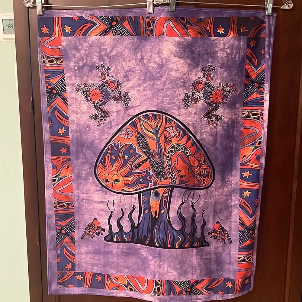 Purple and Orange Mushroom Tapestry