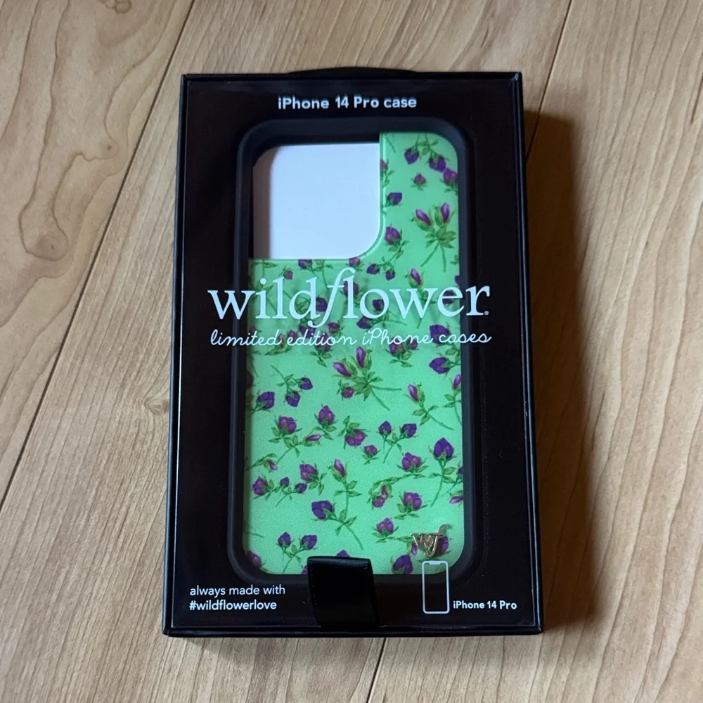 Wildflowers Vibrant Green and Purple Floral iPhone 14 Pro Case