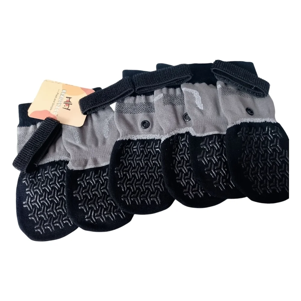 Gray and Black Dog Slip Resistant Socks NWOT Size xLarge