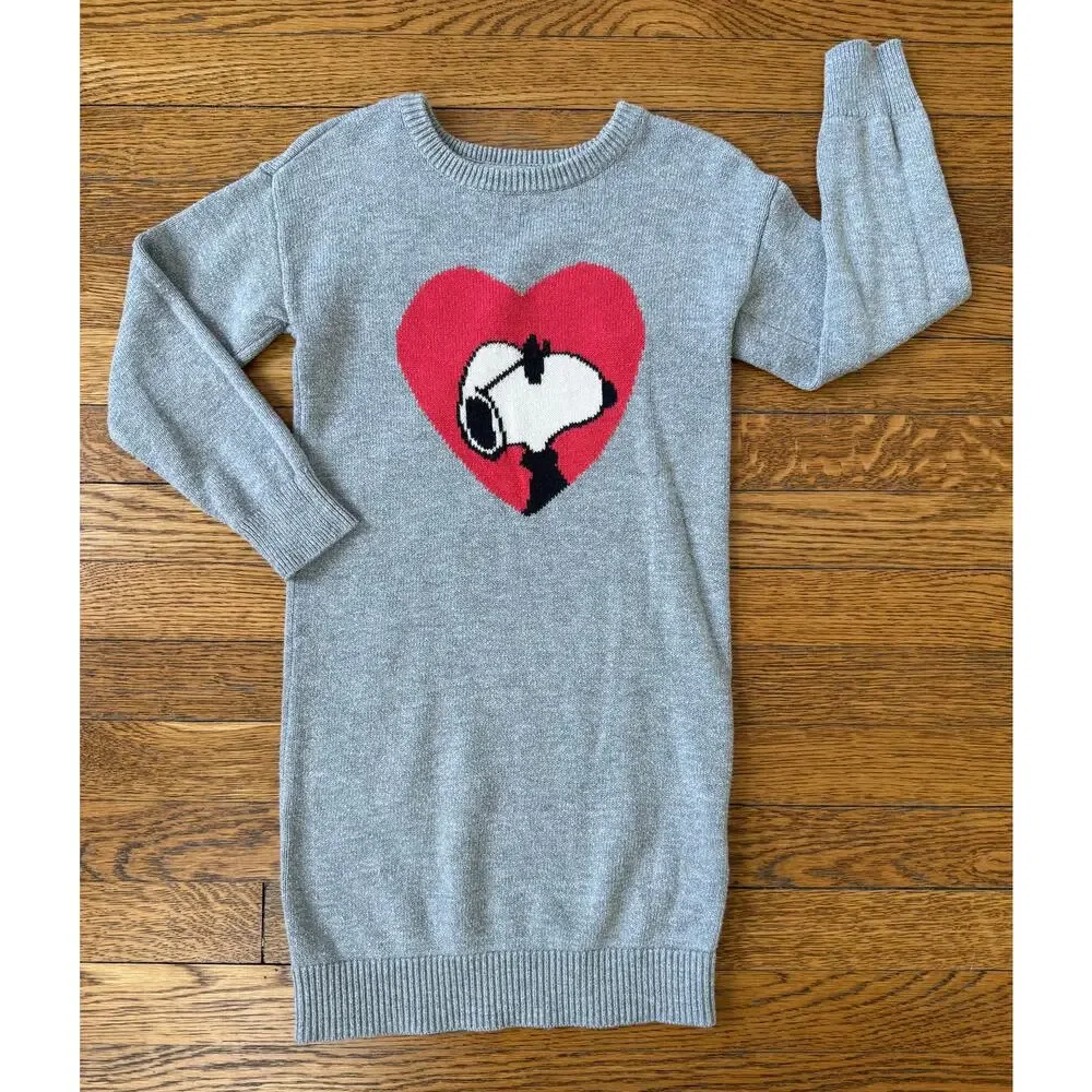 Gap Girls' Snoopy Valentine's Heart Sweater Dress Size 5
