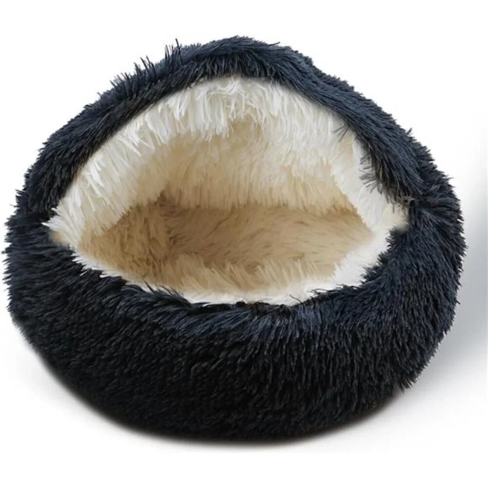Calming Cat Bed Cozy Cave Self Warming Plush Washable Anti Slip Indoor Pets Soft