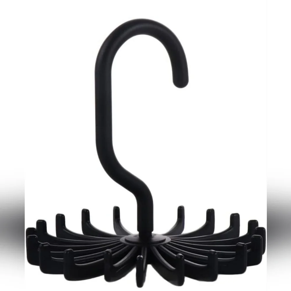 2 Rotaing Hanger Holds 20 Necklace Scarf Tie Storage Rack Organizer Black