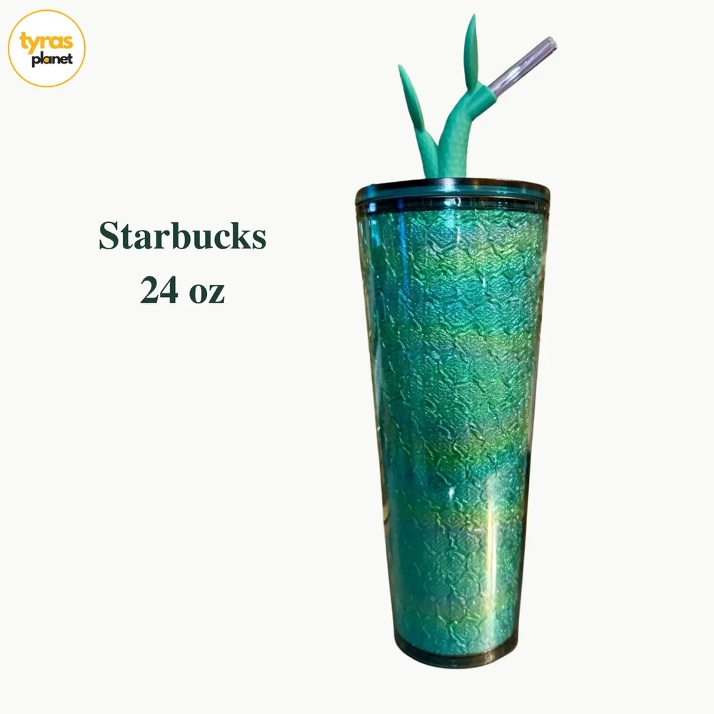Starbucks 2025 Holographic Aqua Twin Mermaid Tail Straw Topper Tumbler NWT