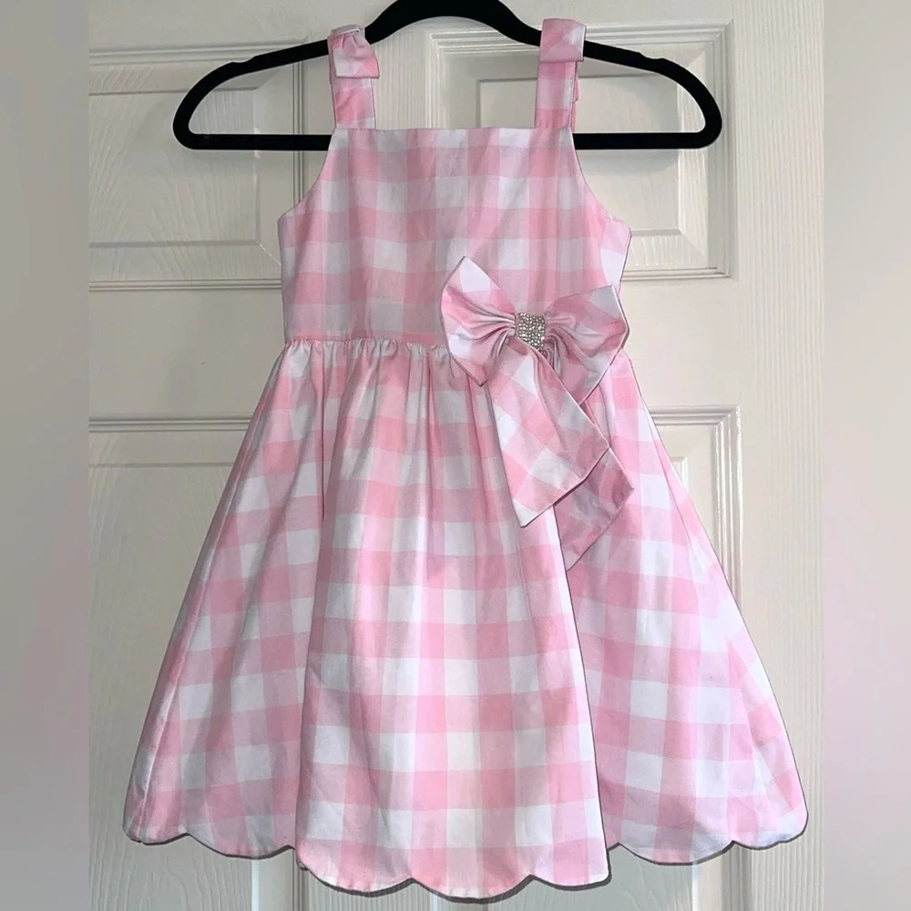 Rare Editions Girls Pink and White Gingham Dress