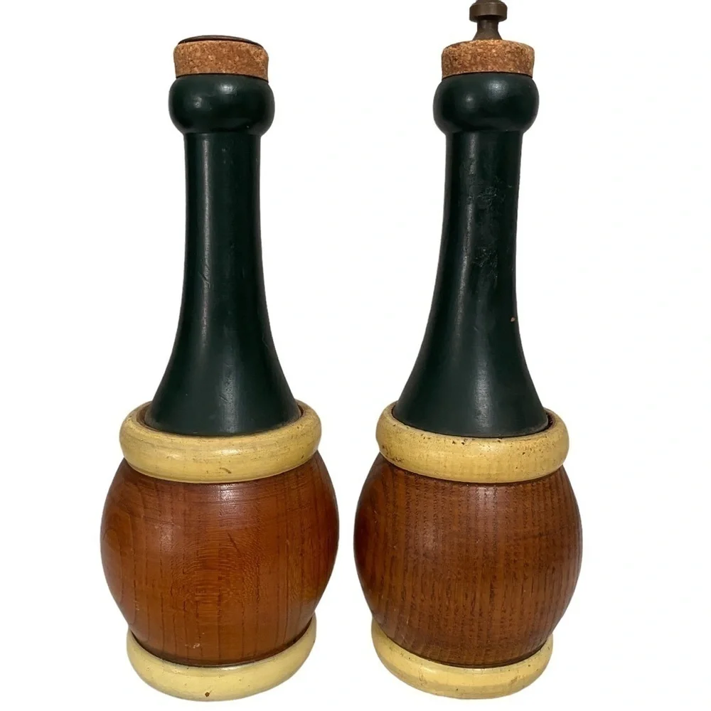 Vintage Wood Turned Salt & Pepper Shakers Made in Japan