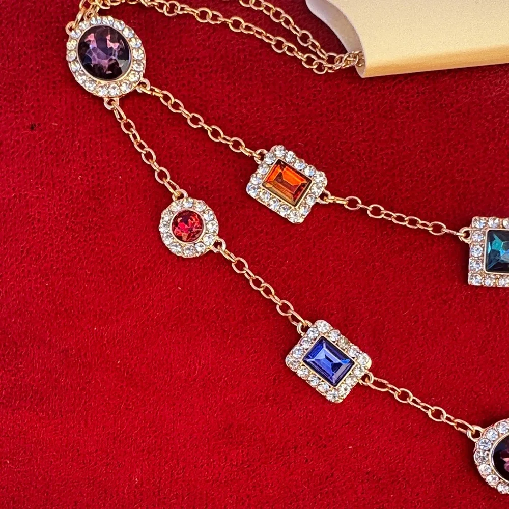 NEW Monet Gold Multi-Color Gemstone Necklace