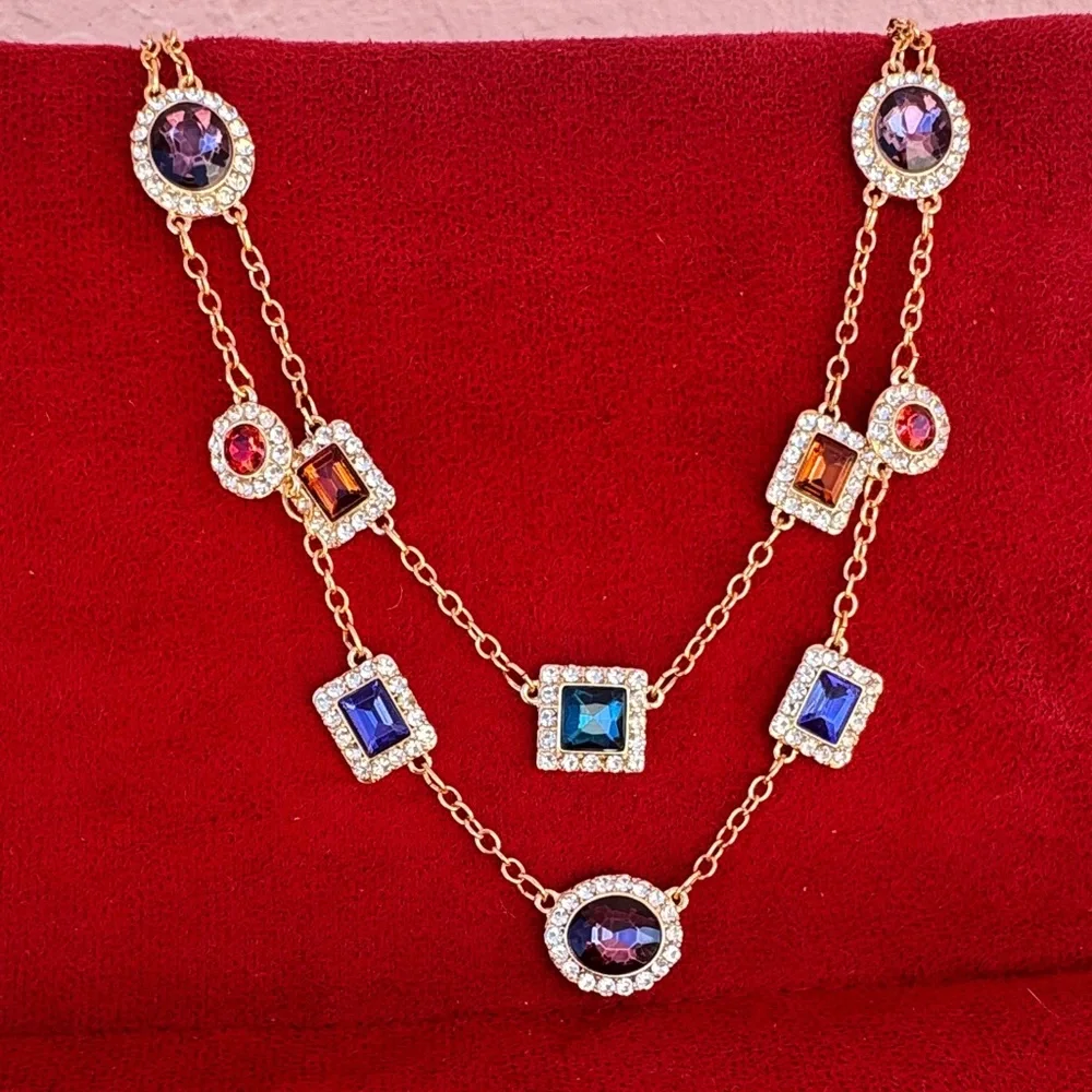 NEW Monet Gold Multi-Color Gemstone Necklace