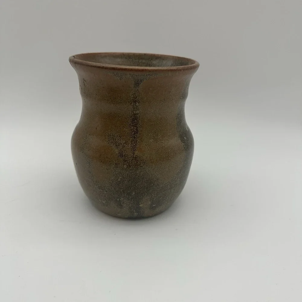 Studio Small Modern‎ Patterned, Glazed, Pottery Vase Brown 5.5