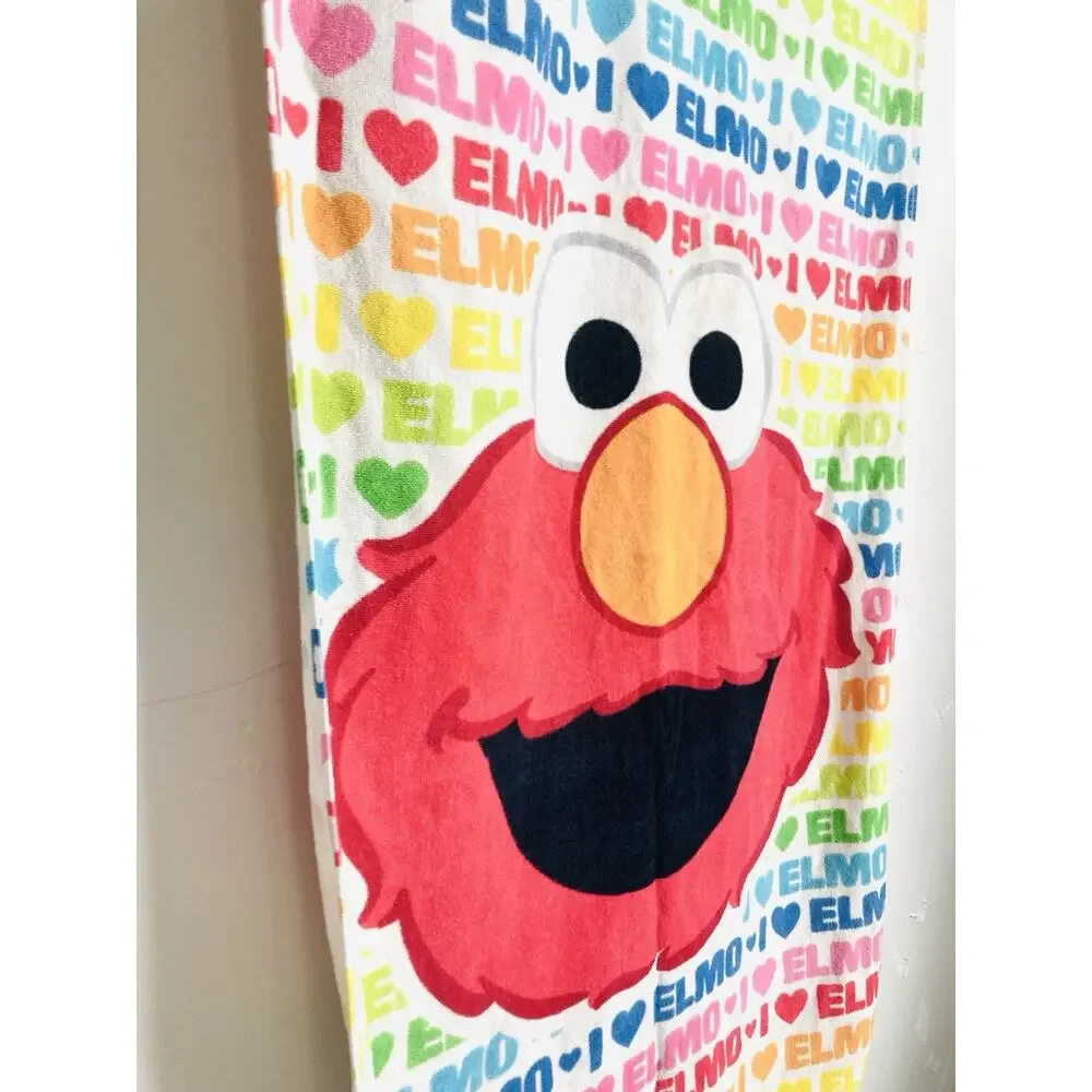 Sesame Street Love ELMO Bath Body Towel Busch Gardens Rainbow Hearts Face Large