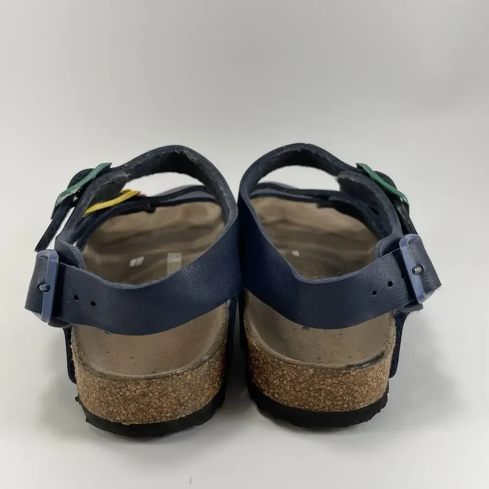 Birkenstock Four Strap Sandals Kids 33 EU, US 2-2.5 Blue Multi Color Buckles