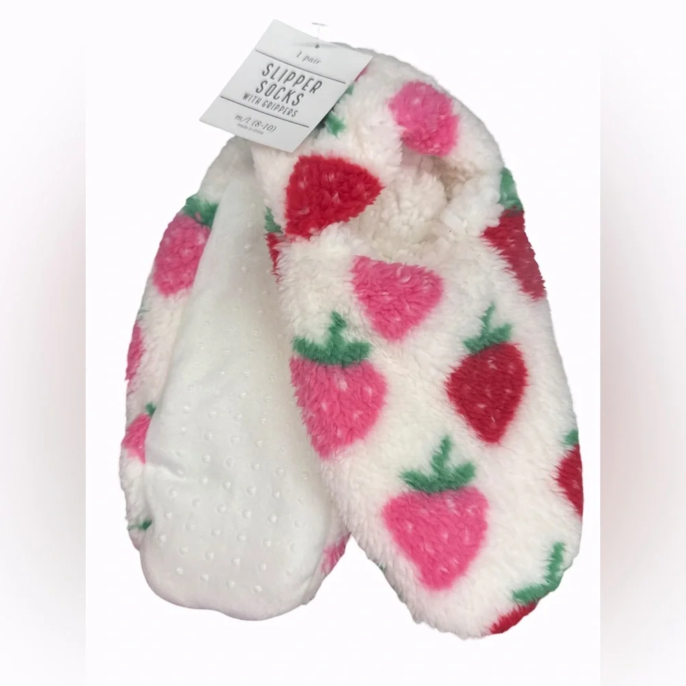 2 PAIR Women's Strawberry Slippers Lightweight Soft Sole Slippers M/L (8-10) NWT
