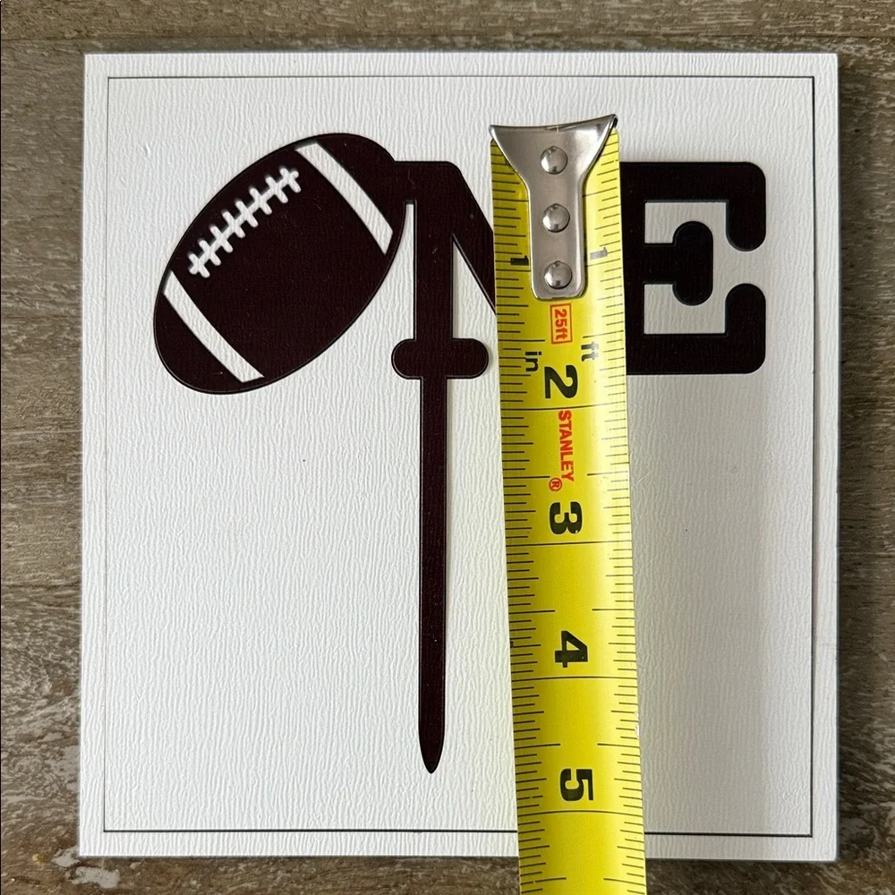 Brown Football Themed 1st Birthday Cake Topper