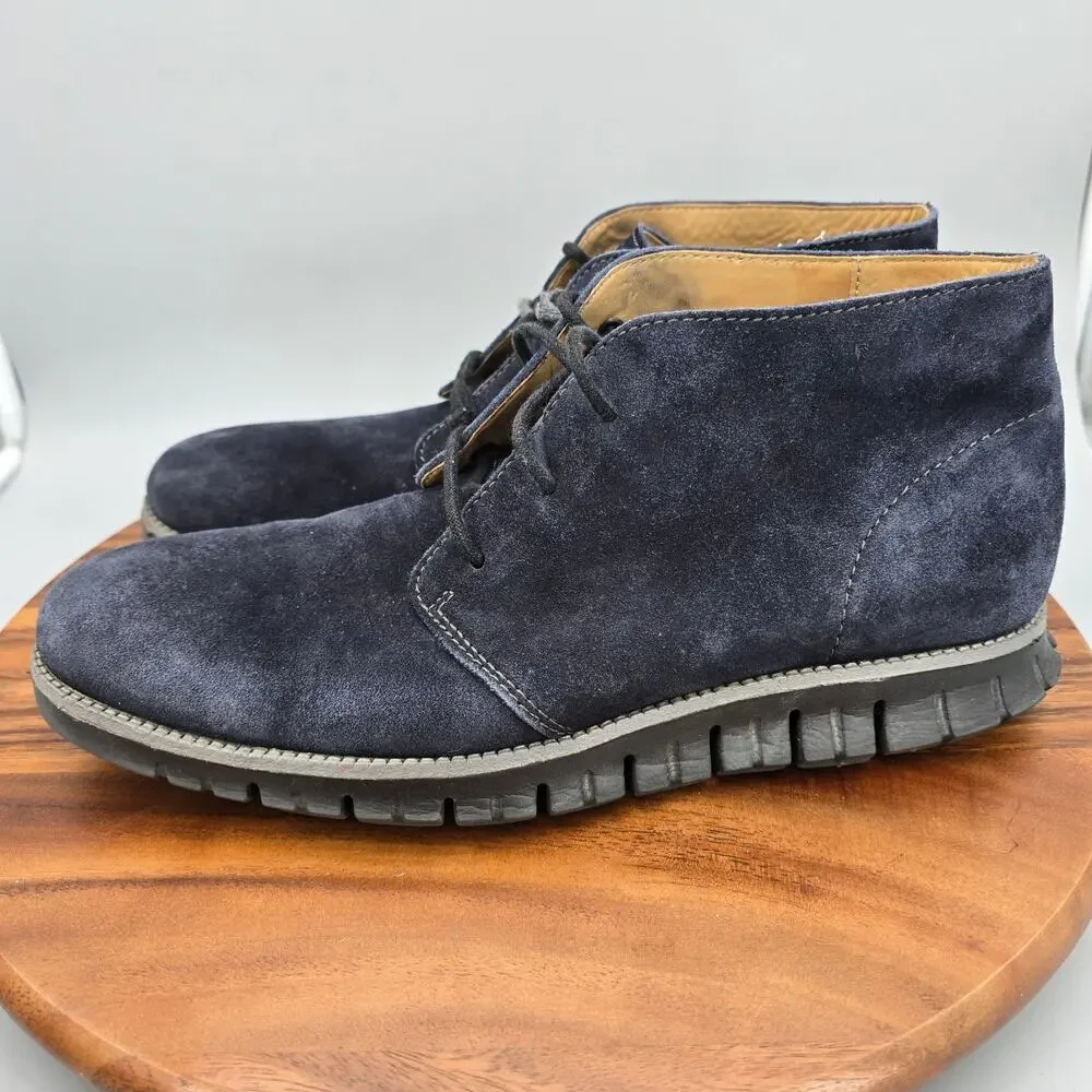 Cole Haan Zerogrand Chukka Boots Mens 11 M Blue Suede Leather Ankle Casual