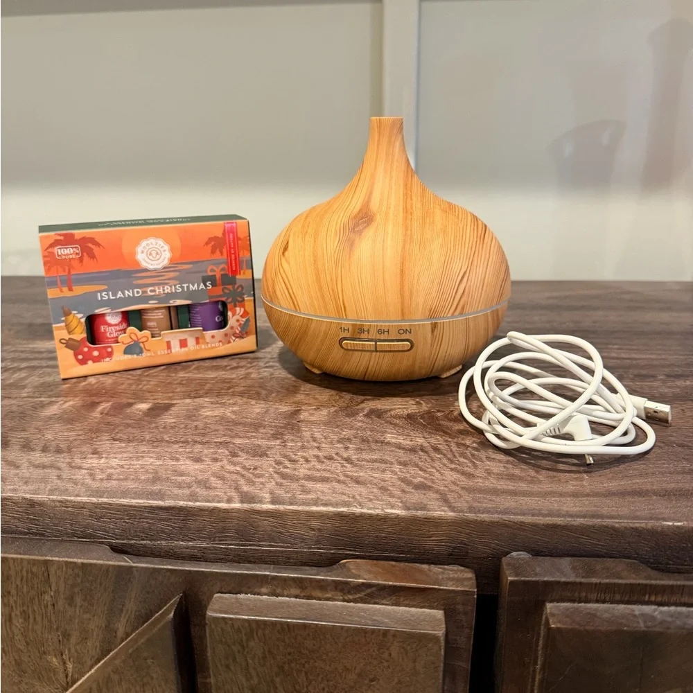 Wood Grain Essential Oil Diffuser with USB Cable