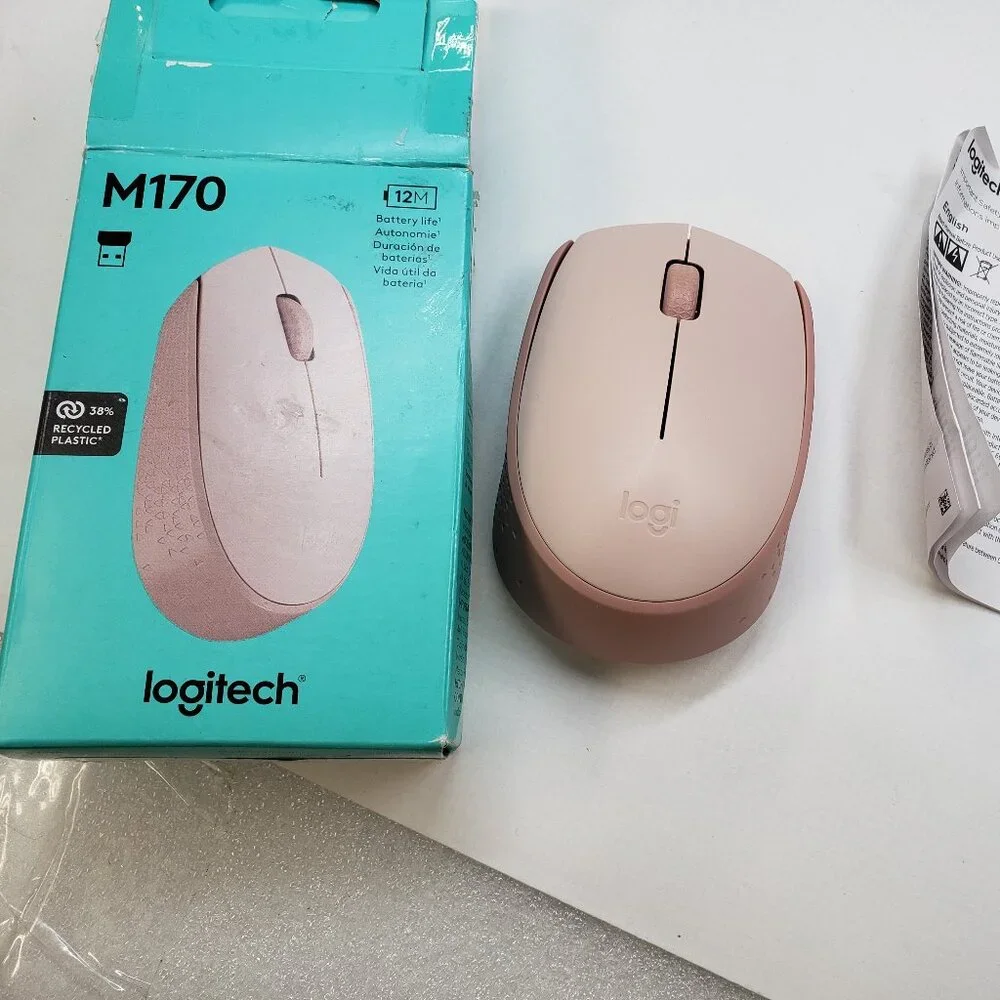 Logitech M170 Wireless Mouse - Rose Pink. 33ft range USB Dongle