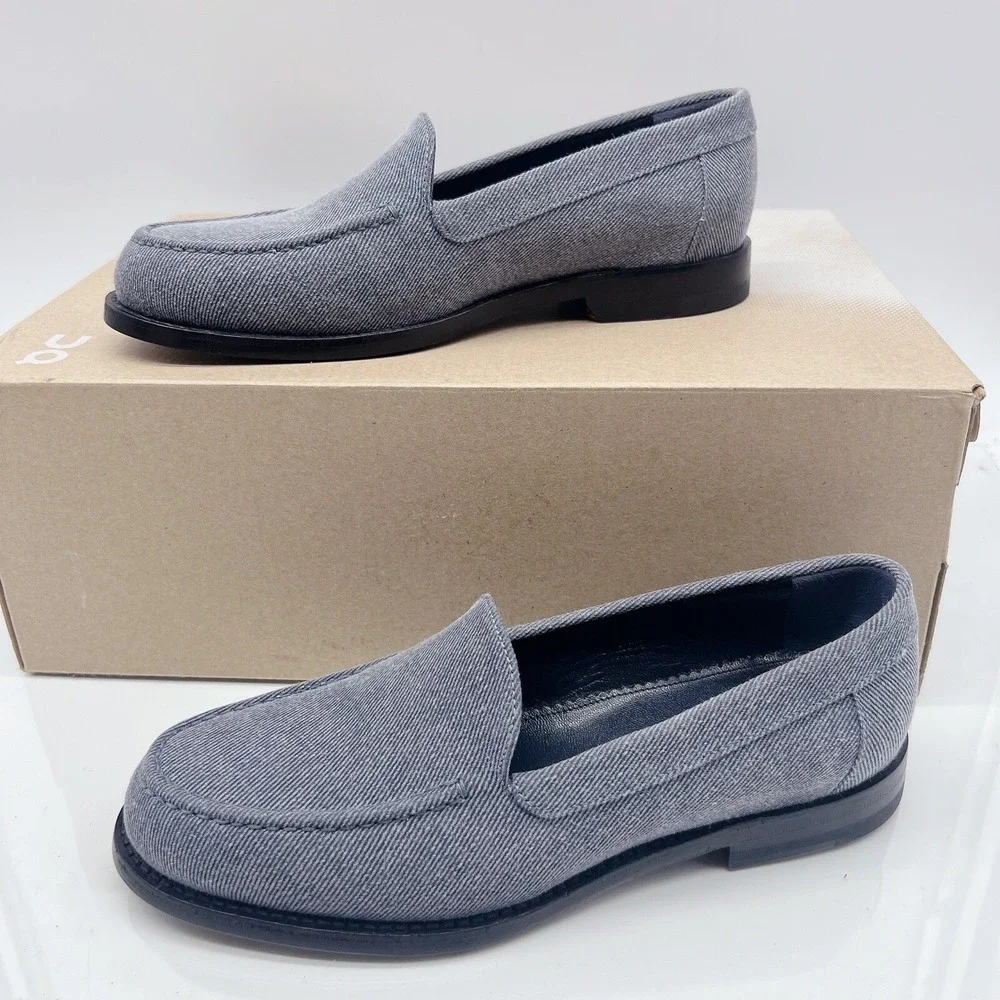 Manolo Blahnik Dineguardo Women's Flats Loafers Blue Denim EU 37 US 7
