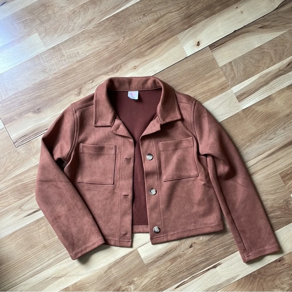Wonder Nation Girls Brown Faux Suede Jacket 7/8