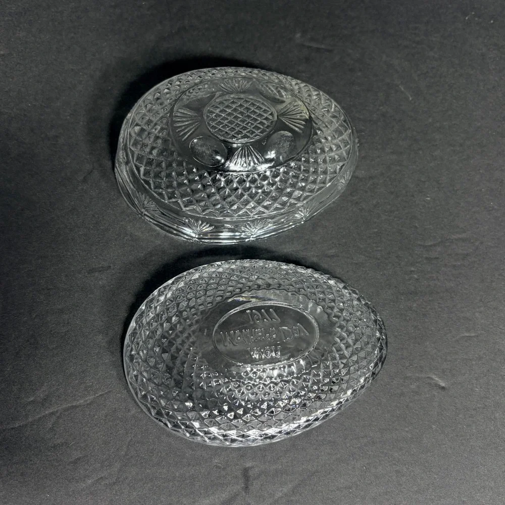 Avon Fostoria Glass Egg Soap Dish Mother's Day 1977 Collectible Orig Sticker