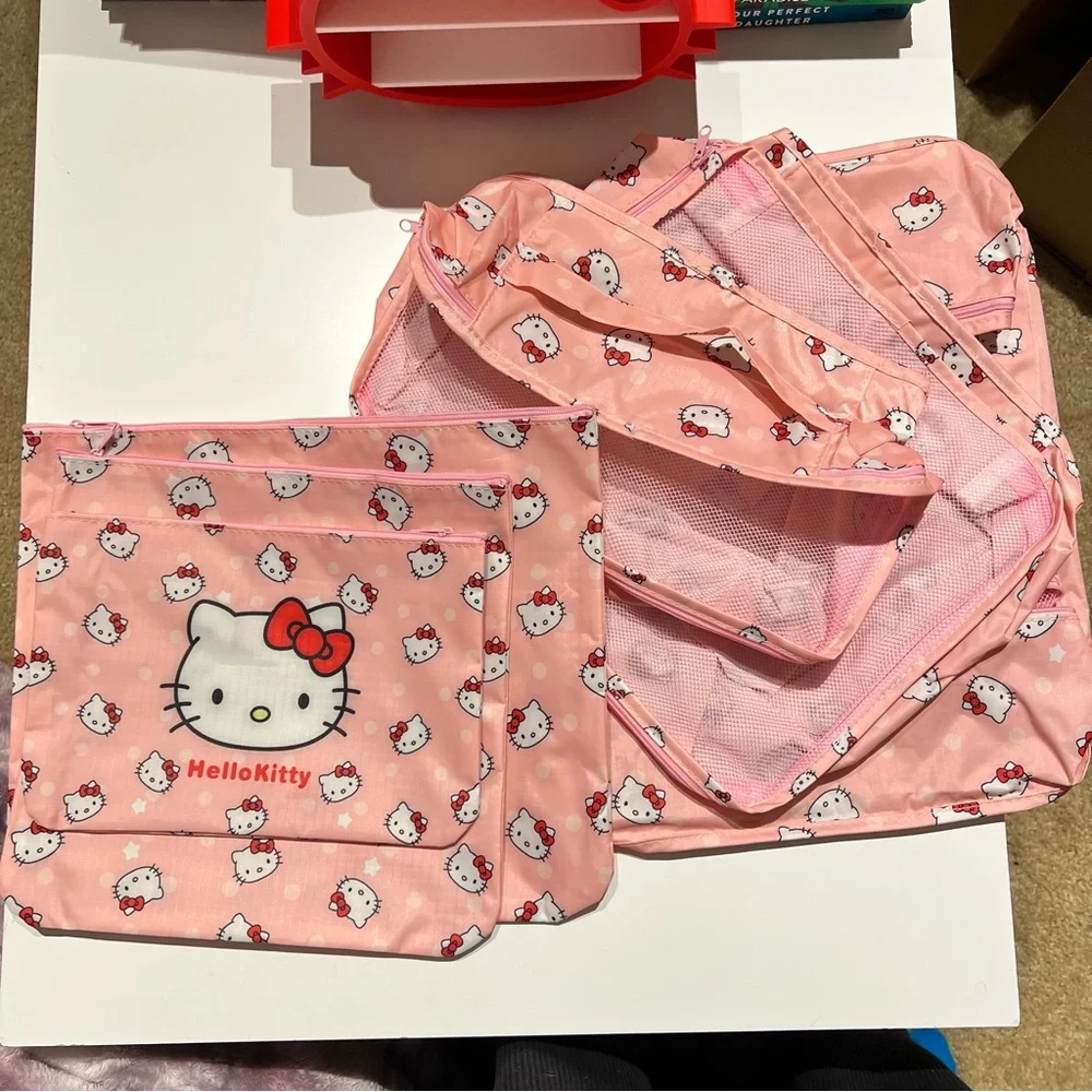 New Unused Pink Hello Kitty travel storage Bag Set 6pc