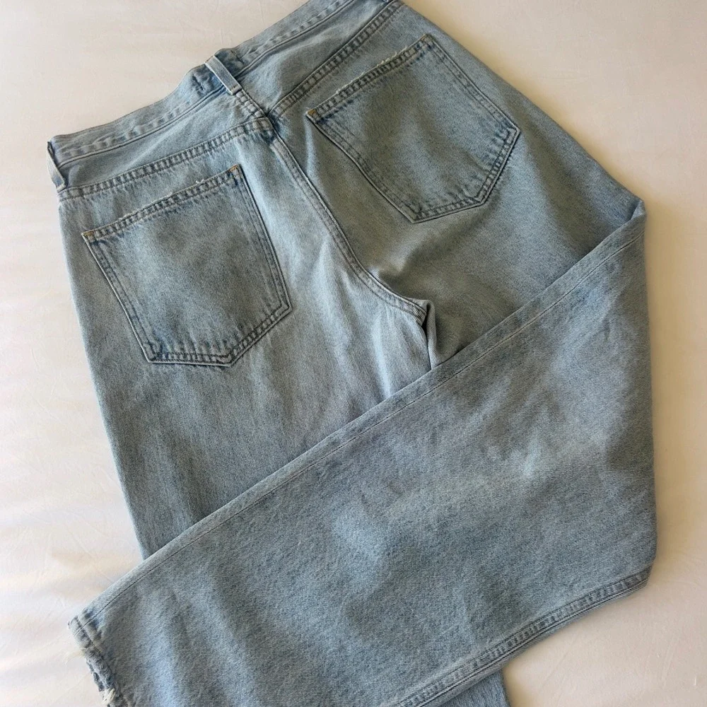 Agolde Criss Cross Upsize Jeans Light Wash High Rise Straight Leg Denim Size 27