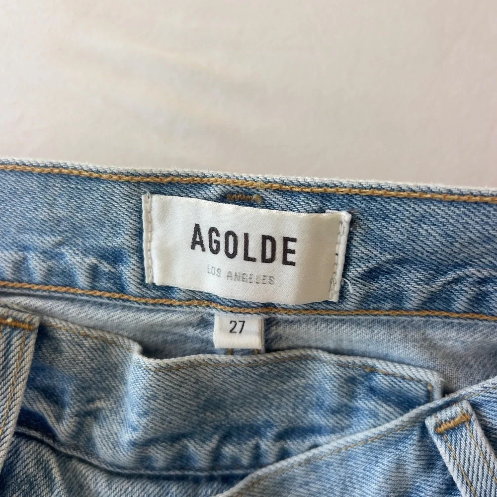 Agolde Criss Cross Upsize Jeans Light Wash High Rise Straight Leg Denim Size 27