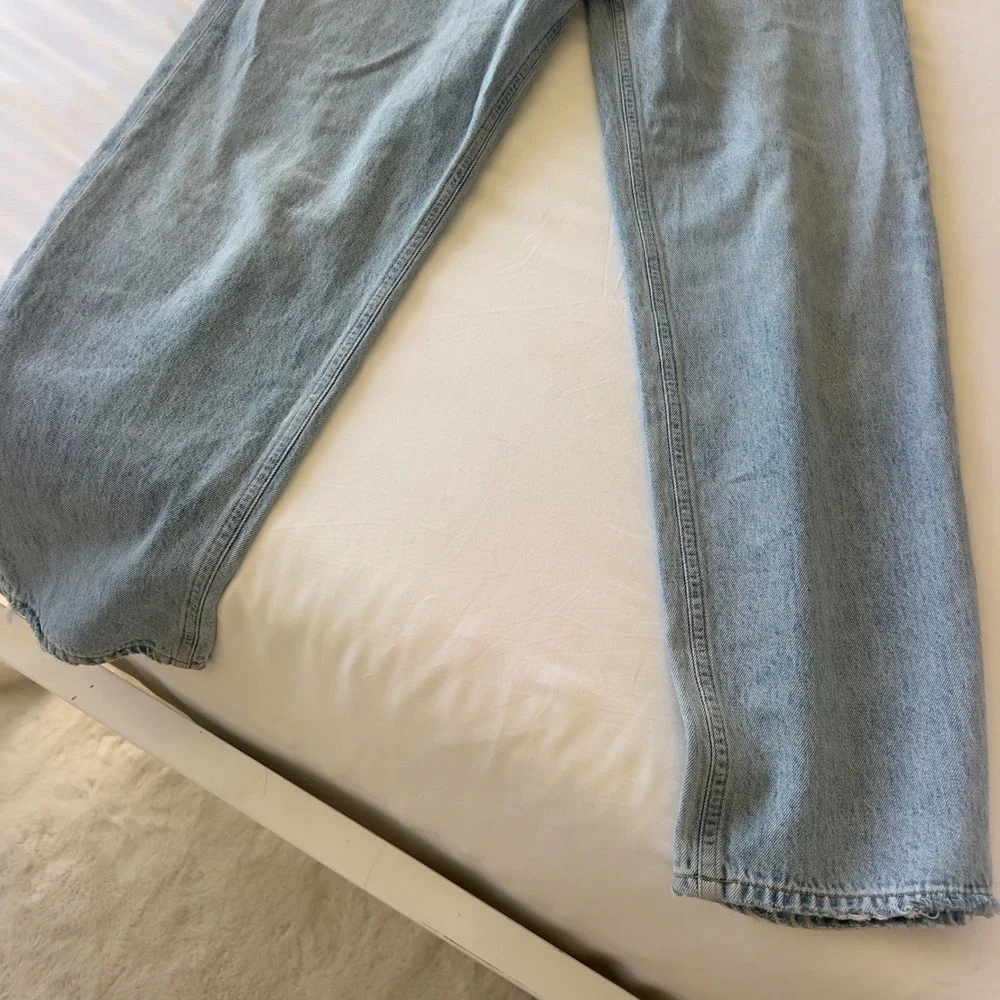 Agolde Criss Cross Upsize Jeans Light Wash High Rise Straight Leg Denim Size 27