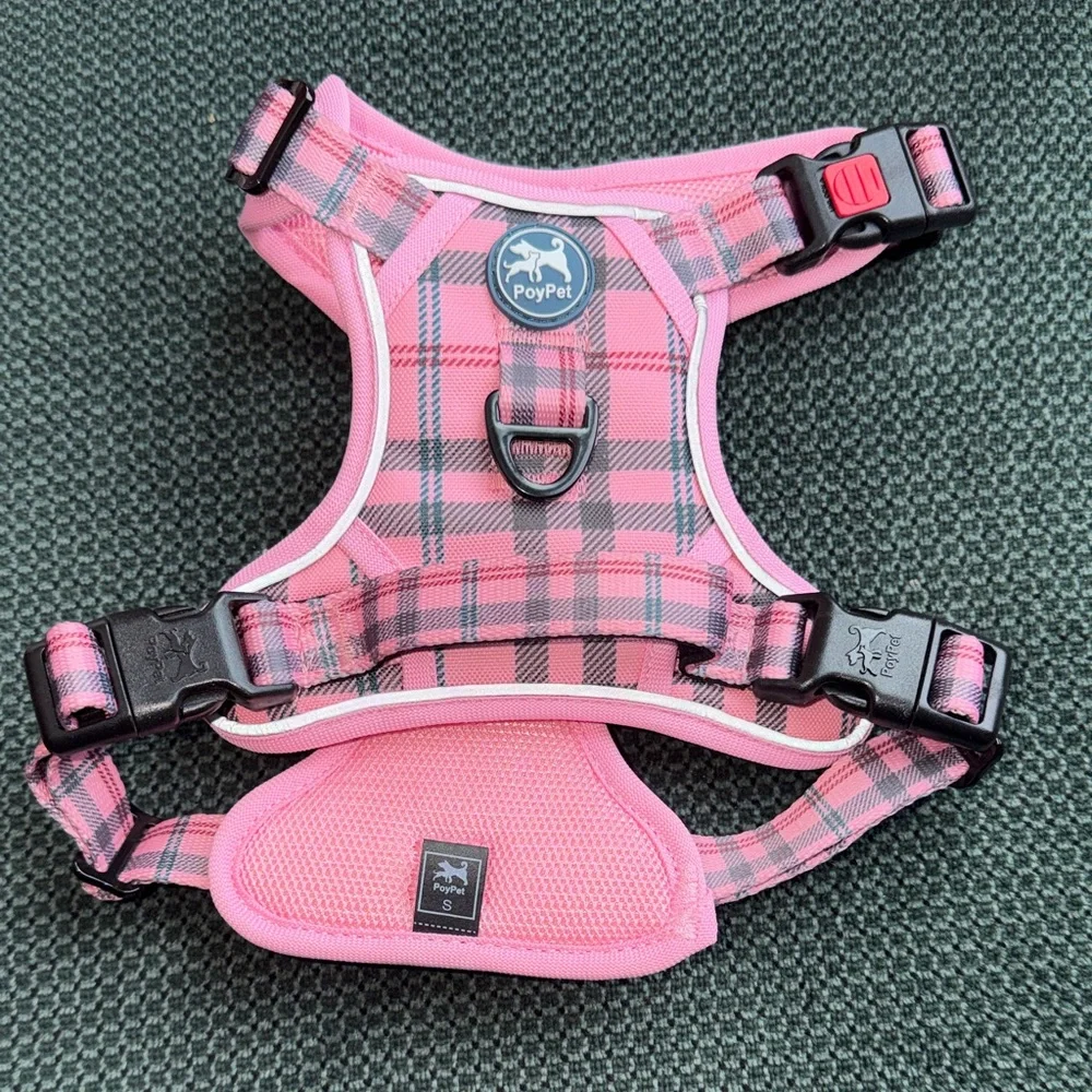 Pink Plaid Dog Harness