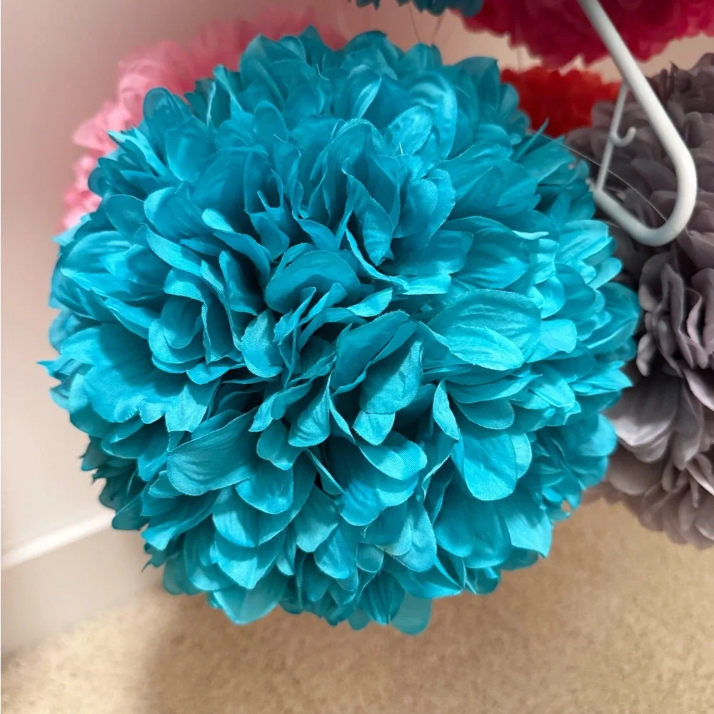 Hobby Lobby Teal Faux Flower Ball- qty 1