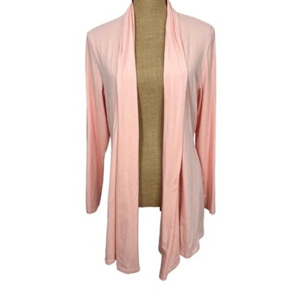 Simply Noelle Open Front Cardigan Womens L XL Peach Lightweight Long Sleeve